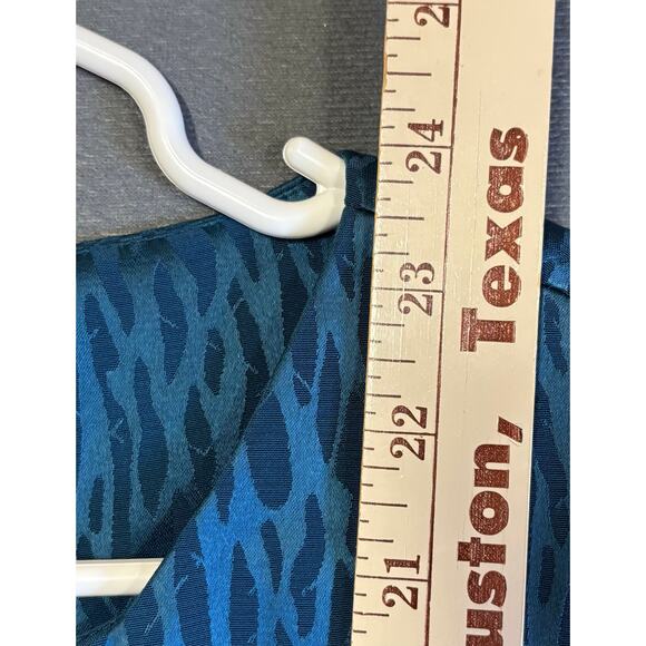 Womens Blouse Top L Teal Professional Elegant Business Night Out Jacquard Blend - Picture 5 of 7